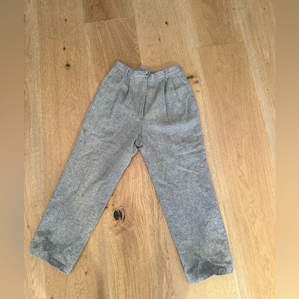 Vintage Pendleton Classic Charcoal Gray Women's 100% Wool Dress Pants, Tweed
